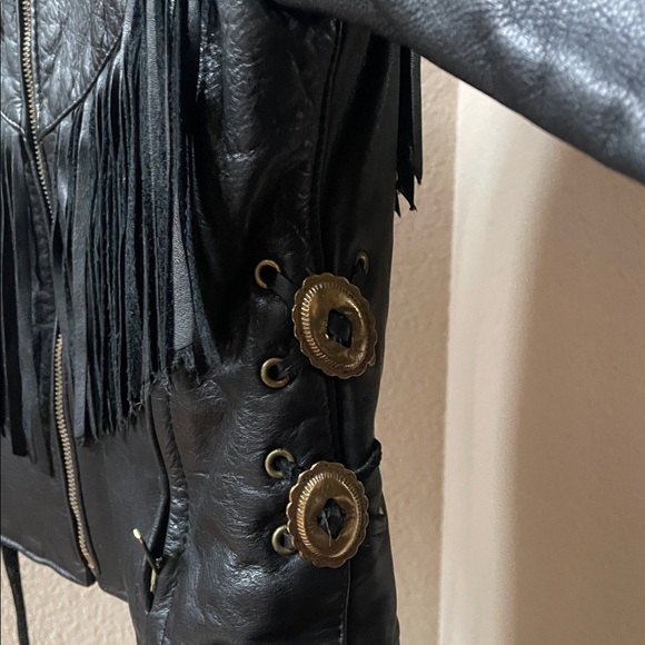 Protect Leather Fringe Motorcycle jacket - Picture 3 of 13